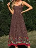 Casual Kleider Sommer Blumendruck Lange Frauen Ärmelloses Rückenfreies Spaghettiträgerkleid Damen Vintage Elegant Boho Strand