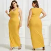Fashion Women Summer Casual Dresses Plus Size Solid Color Tight Sleeveless Dresses for Women