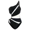 Costumi da bagno da donna 2023 Costume intero da donna Costumi da bagno sexy con spalle scoperte Costume da bagno monokini con perizoma nero solido