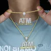 Choker ATM Addicted To Money Pendant Necklace Two Tone Gold Color Micro Pave CZ Hip Hop Men Jewelry