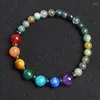 Strand Kristall Chakra Armband Naturlig Ametist Bead Armband 7 Quartzs Sten Armband Kvinnor Healing Yoga Smycken Presenter