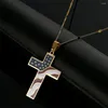 Hänge Halsband Rostfritt stål Emalj Christian Cross Jesus Religion Halsband Amerikanska USA Flagga Smycken