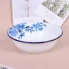 Bowls Chinese Vintage Enamel Bowl Basin With Blue And White Porcelain Pattern Fruit Vegetables Container Soup Pot Wash