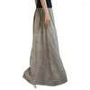 Skirts 2023 Summer Lady Skirt A Line Cotton Linen Tie-dye Chinese Loose Elastic Waist Long Female Yoyikamomo