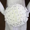 Flores de casamento acessórios buquês feitos à mão rosa flor strass dama de honra buquê de noiva de mariage278q