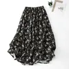 Skirts Fashion Floral Print Skirt Elastic Waist Long Women's Spring Summer Vintage Black Casual