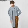 Men's Casual Shirts Fashionable men's irregular shirt standing collar long sleeved solid color Camissa loose ruffled street clothing 2023 men's S-5XL Z230713