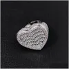 With Side Stones Hip Hop Casting Rings Lover Couple Heart Shape Men Women Finger Gift Drop Delivery Jewelry Ring Dhgxu