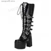 Boots Women Knee High Boots Side Zip Up Square Thick High Heels Tall Boots Female Shoes Woman Plus Big Size 35 38 41 44 46 48 T230713