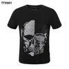 Phillip Plain Men Designer Pp Skull Diamond T Shirt krótkie rękawa Brown Bear Brand Tee O-Neck Wysoka jakość czaszki Tshirt TEE TOESS 07