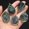 Pendant Necklaces Water Drop Shape Natural Stone Pink Aventurine Amazonite For Jewelry Making DIY Necklace Women Gift 26x40mm