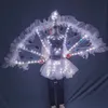 その他のイベントパーティーのサプライフルカラーLEDピーコックウィングスナイトクラブキャットウォークモデルダンスパーティーステージパフォーマンスドレス女性ガールバレエスカート230712