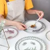 Platen creatieve geverfde tulpen keramische plaat retro middag dessert fruit slakkom biefstuk pasta diner servies