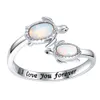 Anneaux De Mariage JJDjustable Poignets Ouverts Amour Tortue Bague Opale Pour Les Femmes Mer Bijoux Fête Des Mères Cadeau En Gros 230712