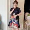 Plus Size M-4XL Fashion Modern Trend Cheongsam Dress for Women Summer Black Short Sleeve Qipao Traditional Chinese Clothing220t