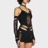 Casual Dresses 2023 Womens Sexy Y2K Club Dress Summer Cut Out BodyCon E Girl Party Clubwear Mini med Overleeves Streetwear