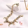 Pulseiras com letras de marca de designer de luxo Cadeia de elos Elegante moda feminina Letras borlas Pingente Estrela Pulseira de cristal Corrente com selo de aço Jóias Acessórios Presentes