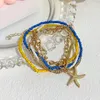 Anklets 4pcs/set Retro Starfish Pendant Stone Beads Ankle For Women Summer Beach Bohemian Foot Chain Travelling Souvenir Gifts