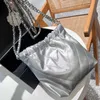 Keten Shopping Bin Bag Koeienhuid Handtas Portemonnee Vrouwen Tote Tassen Echt Leer Hardware Brief Accessoires String Schouder Portemonnee Hoge kwaliteit Pouch