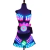 Autres fournitures de fête d'événement Full Color Led Luminous Light Party Jupe Sexy Girl Led Light Up Costumes avec ceinture Led Ballroom Dance Outfit DJ DS Bra Suit 230712