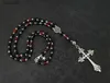 Collier chapelet gothique noir rouge long collier croix gothique perlé collier gothique romantique L230704