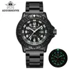 Addies Heren Militair Horloge Luminous Tube NATO Nylon Horloge 50M Waterdicht Horloge Roestvrij staal Sporthorloge Heren Quartz Horloge