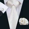 Classic Mens Ivory Silk Tie Pocket Square Cufflinks Set 8 5cm Width Meeting Business Casual Party Necktie Jacquard Woven N-1174242s