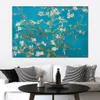 Handmade Artwork Canvas Paintings by Vincent Van Gogh Almond Branches in Bloom San Remy Blue Modern Art Kitchen Room Decor