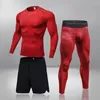 Tute da uomo 3 pezzi / set Tuta sportiva da uomo Set da corsa Jogging Pallacanestro Intimo Collant Abbigliamento sportivo Palestra Fitness Tuta Abbigliamento da allenamento