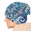 Berretti Star Seeker Berretti Cappello lavorato a maglia Penna a inchiostro Design grafico Acrilico originale Motivo colorato brillante Boho Art Nouveau Stelle blu