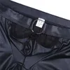 Cuecas masculinas Lingerie de couro envernizado Boxer Shorts Cuecas com anel OR Sexy Boxer masculino Cueca Boxer masculino J230713