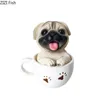 Decorative Objects Figurines Simulation Animal Desk Decoration Resin Teacup Dog Miniature Figurines Cute Craft Gift Home Decoration Accessories Modern 230712