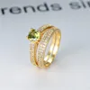 Wedding Rings Trendy Round Birthstone Ring Set Multicolor Zircon Engagement Double Vintage Gold Color Bridal Sets For Women