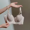 Kvinnors tankar Sexiga underkläder för kvinnor samlade Push Up Bra Bralette Summer Thin Spets Backless Front Button Sets Female Underwear Y3942