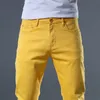 Men's Jeans Fancy Neon Color Y2K Denim Streetwear Slim Straight Pants Holes Ripped Trousers Yellow Embroidered 230712