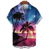 Mannen Casual Shirts Hawaiian Mannen S Korte Mouw Kokospalm 3D Printi Patroon Dagelijks Straat Oversized Tops Mannelijke T-shirts Kleding 2023