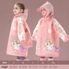 Cute Kids Raincoat Wateproof Children Dinosaur Unicorn Rain Poncho Rain Coat et With Backpack Position Student RainWear L230620