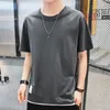 Camisetas masculinas de verão de alta qualidade, cor sólida, algodão, camisetas masculinas Harajuku, estilo simples, roupas simples, casuais, para todos os jogos, manga curta