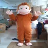 2019 nova fábrica Trajes de mascote Curious George Monkey Fantasia de desenho animado Traje de festa de Halloween Tamanho adulto 3525