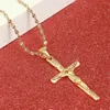 Pendant Necklaces Cross Necklace Women Girl Gold Color Crucifix Christian Ornaments Jewelry
