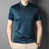 Herrpolos Minglu Short Sleeve Business Casual Men's Polo Shirt Luxury Mulberry Silk Summer Golf Men's T-shirt Simple Men's T-shirt 4xl 230713