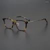Armações de óculos de sol Vintage Miopia Esfera Óptica Armação Ultraleve Acetato de Titânio Clássico Tipo Quadrado Revestimento IP Feminino Homem Alta