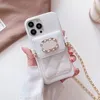 iPhone 15 Plus 14 Pro Max Hülle Designer-Handyhüllen Ketten Umhängetaschen Geldbörsen Umhängetasche Kartenfächer Halter für Apple 13 12 11 Luxuriöse Diamant-Samt-Futterabdeckungen Schwarz