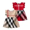 Kids Girl Dress Clothes Summer Princess Baby Dresses Sleeveless Cute Plaid O-neck A-line Dress for Girls Cloting