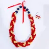 Tour de cou une pièce collier de haricot de corail rouge mode graines de Ceylan accessoires pour femmes ensembles de bijoux Hawaii Kukui écrou Leis