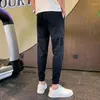 Męskie spodnie Pantalon Homme moda Sumne swobodne joggery dla mężczyzn odzież 2023 Długość kostki Slim Fitpants Spodni Black 36-28