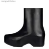 Botas 2022 Fashion Ankle Rainboots Elastic Upper Thick Platform Non Slip New Women Boots Short Round Toe Side Zipper Ladies Shoes T230713