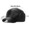 Casquettes de balle hiver hommes peluches chaud PU simili cuir Baseball résistant au froid Plus velours cache-oreilles chapeau noir casquette de sport Snapback