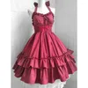 Robes décontractées femmes élégantes robe Vintage gothique fée Lolita filles douces mignon Costume de fête dames couleur unie licou 2023