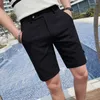 Shorts pour hommes mode gaufré taille Stretch costume décontracté été quart pantalon Slim Fit genou longueur Plaid 29-36